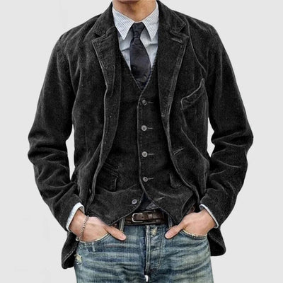Tharic | Vintage kordfløyelsjakke og vest for menn