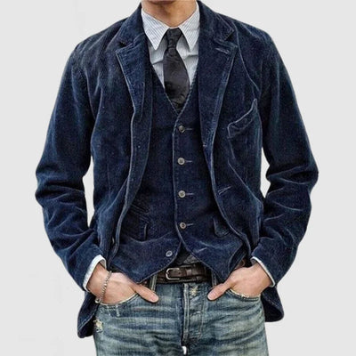 Tharic | Vintage kordfløyelsjakke og vest for menn