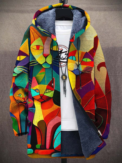 Lyra | Fleecegevoerd vest med katteprint