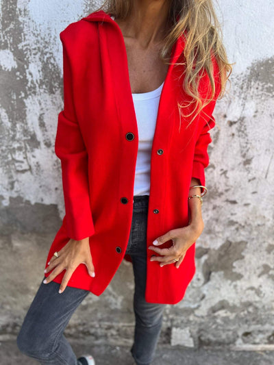 Livia | Strikkevest med knapper og hette