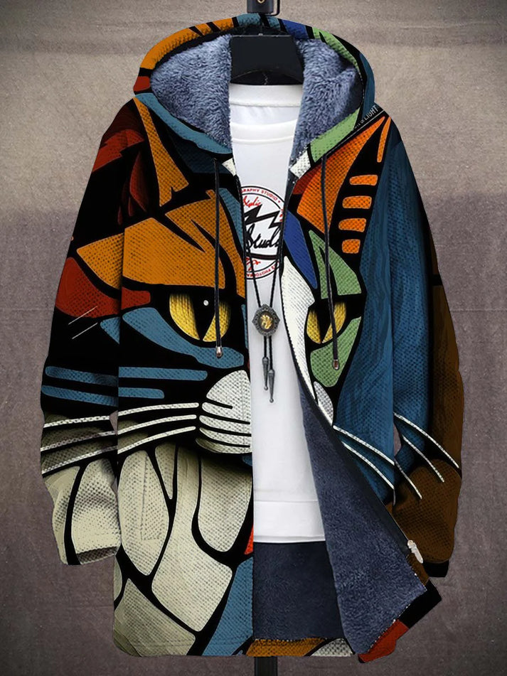 Lyra | Fleecegevoerd vest med katteprint
